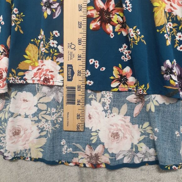 Torrid Dark Blue Floral Mini Challis Zip Front V Neck High Low Dress Size 1X - Picture 3 of 8